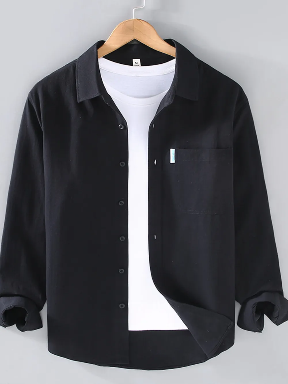 Men's Plus Size Long Sleeve Button-Up Shirt, image 5
