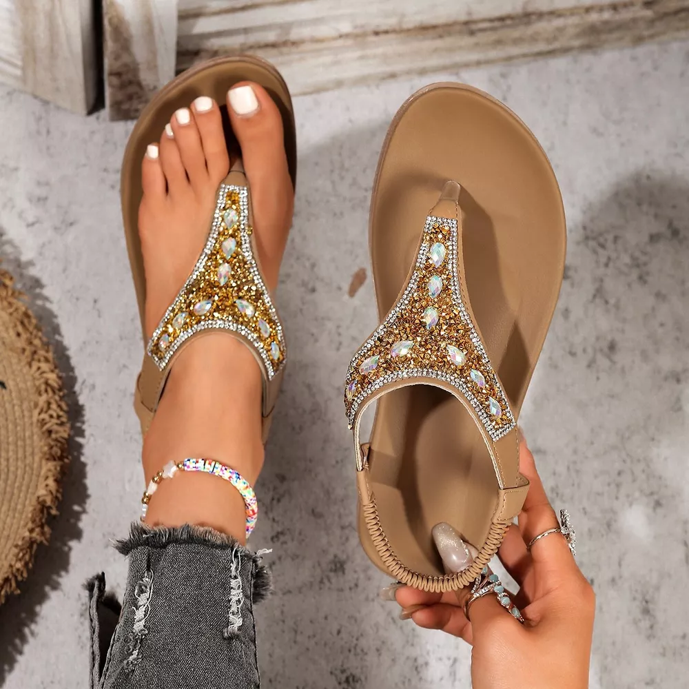 Toe Post Rhinestone Sandals, image 5