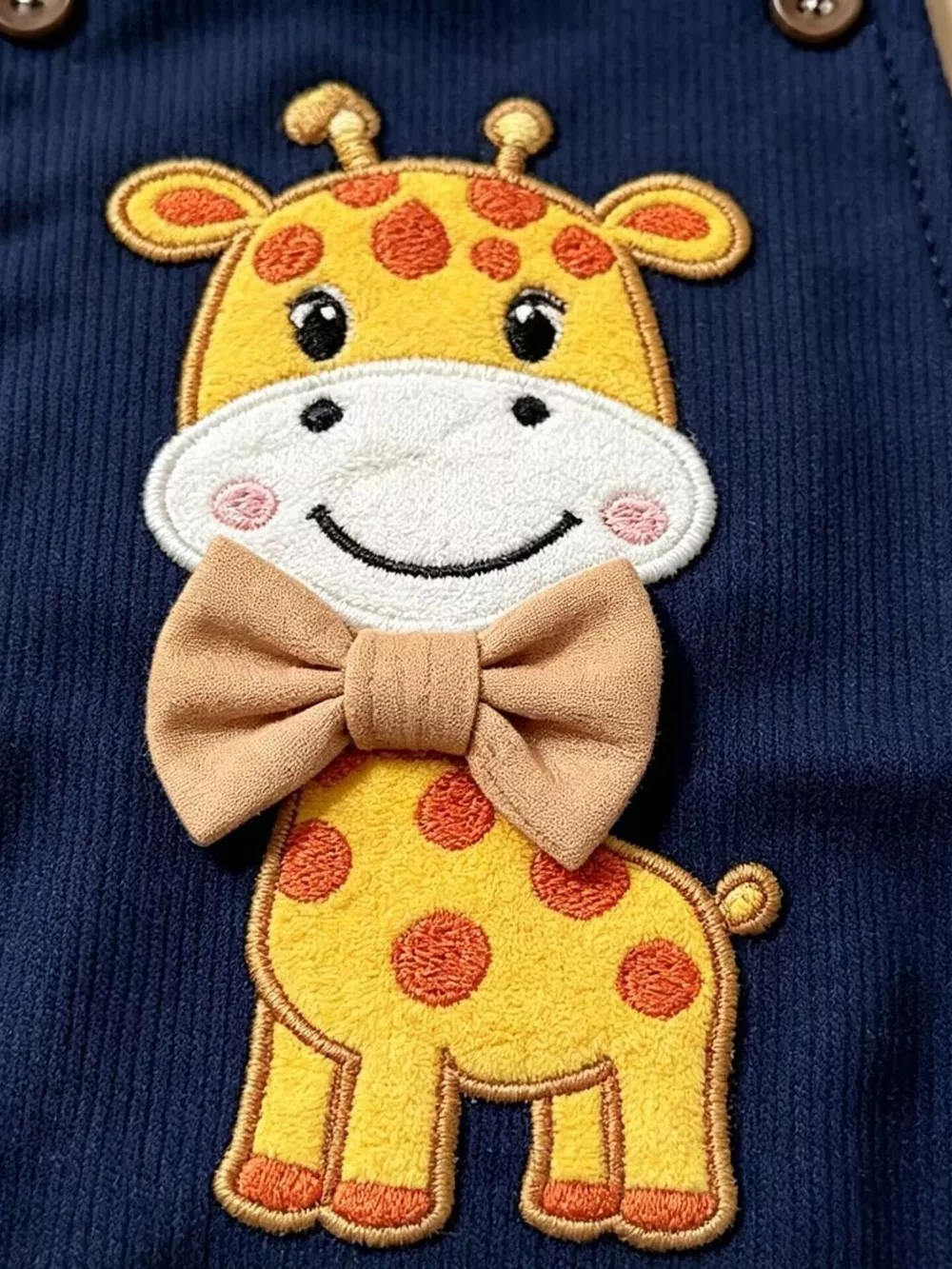 Children's Giraffe Embroidered Corduroy One-Piece, image 7