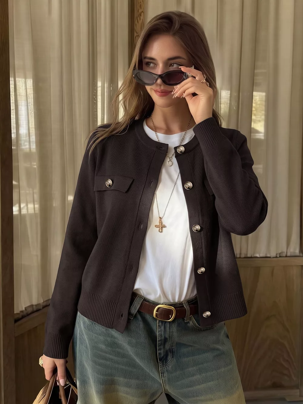 Button Down Long Sleeve Cardigan, image 3