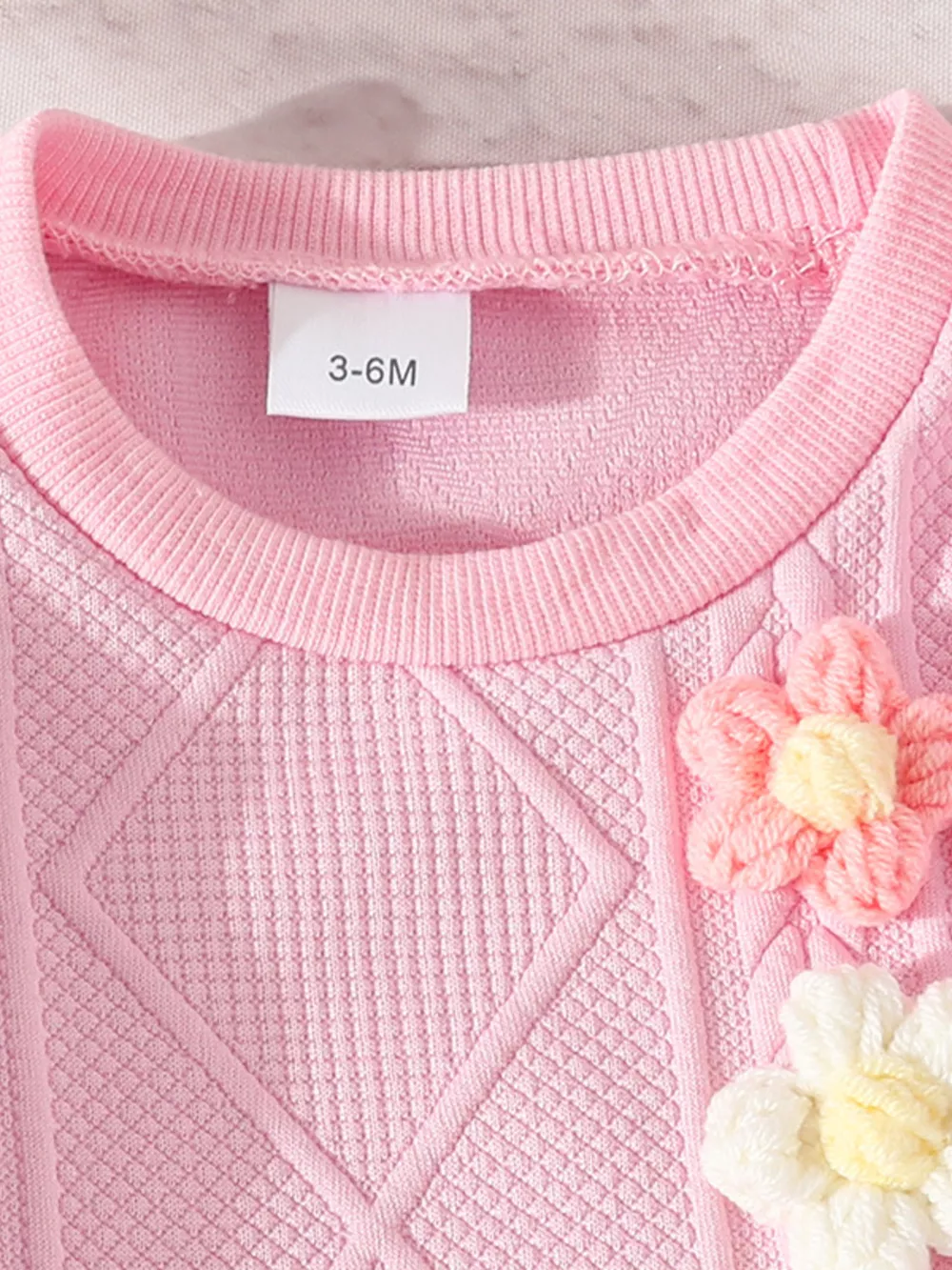 Children's Flower Textured Top and Pants Set, image 4