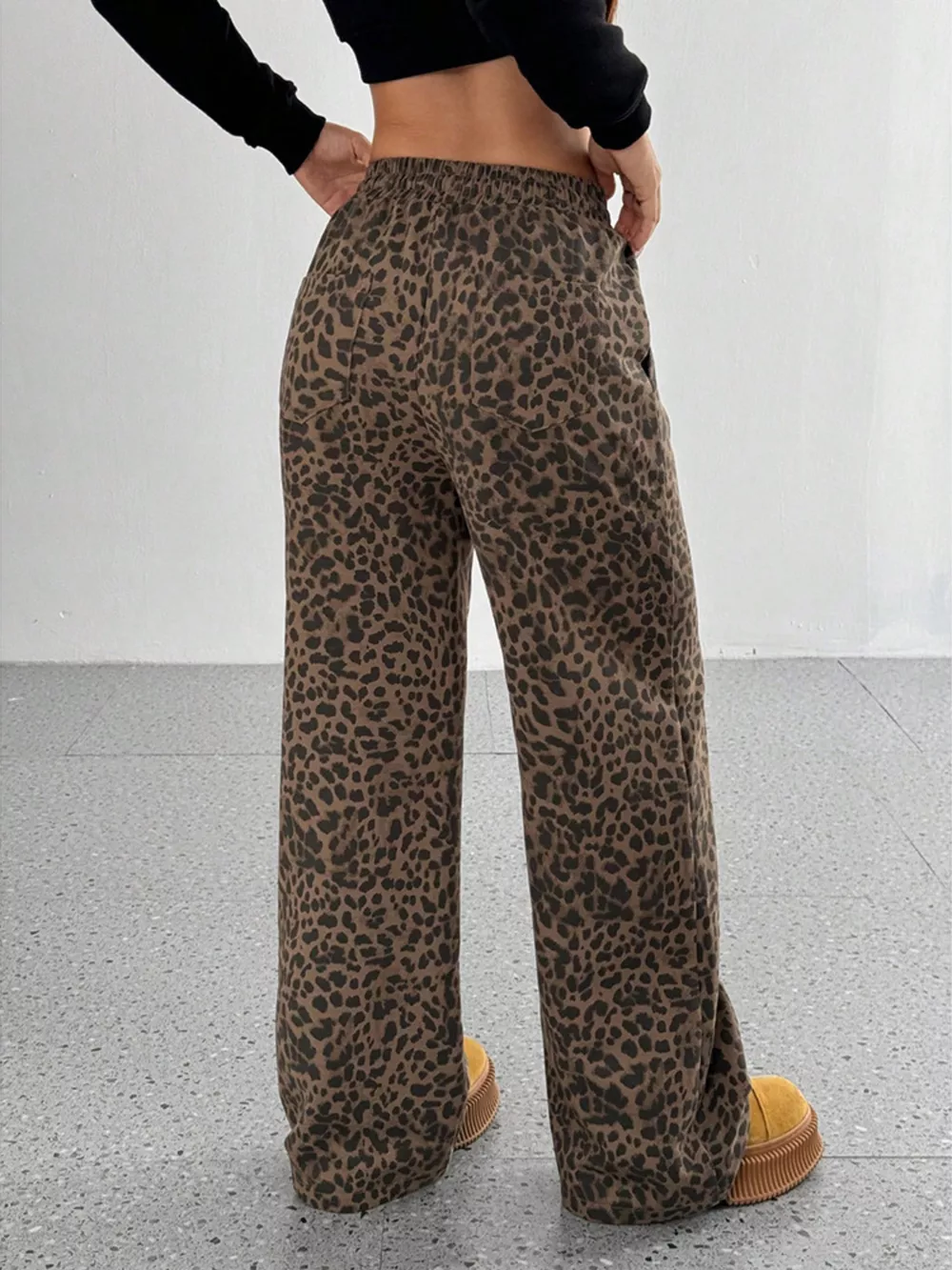 Leopard Wide-Leg Drawstring Pants, image 6