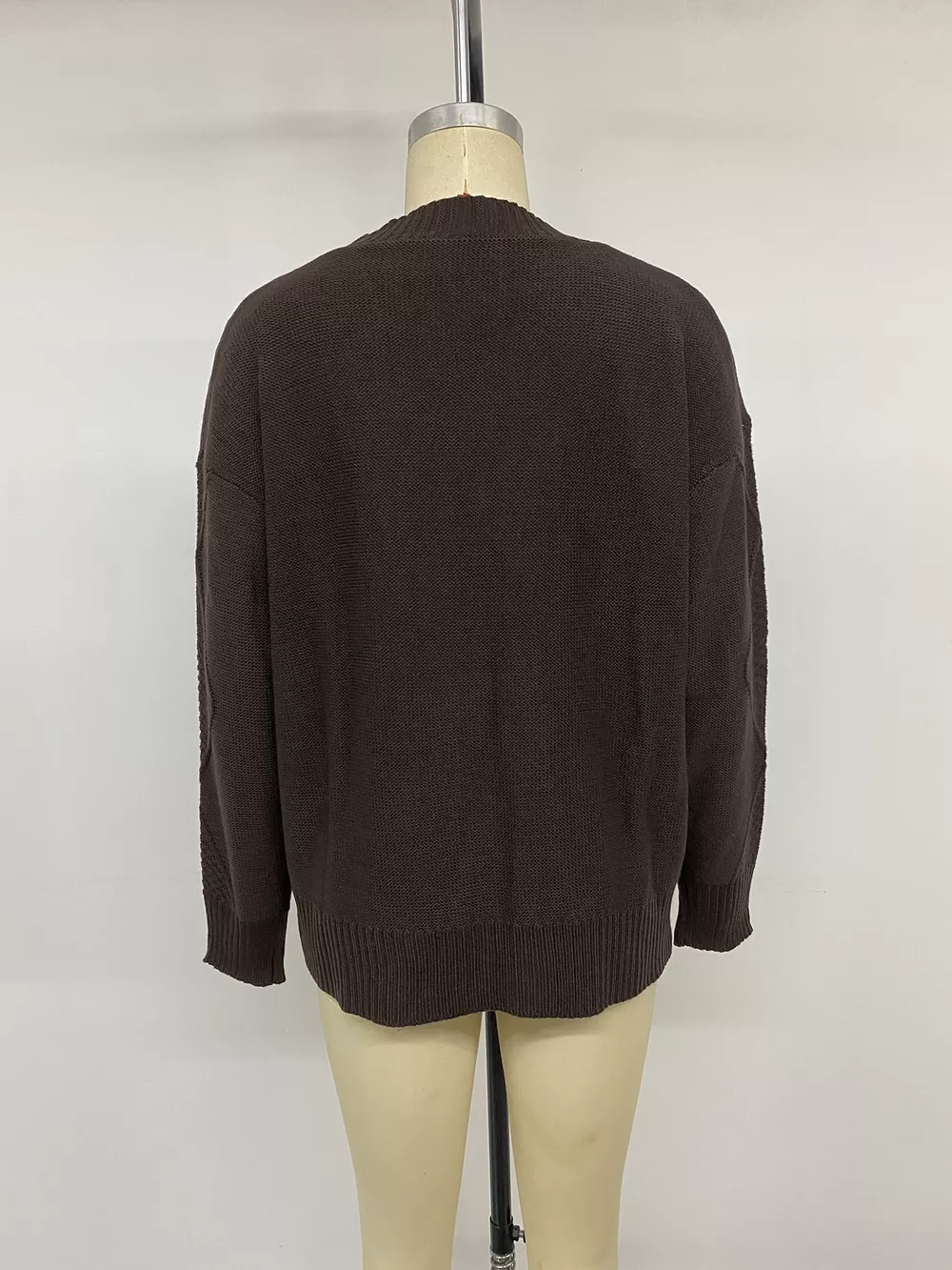 V-Neck Cable Knit Button-Down Cardigan, image 14