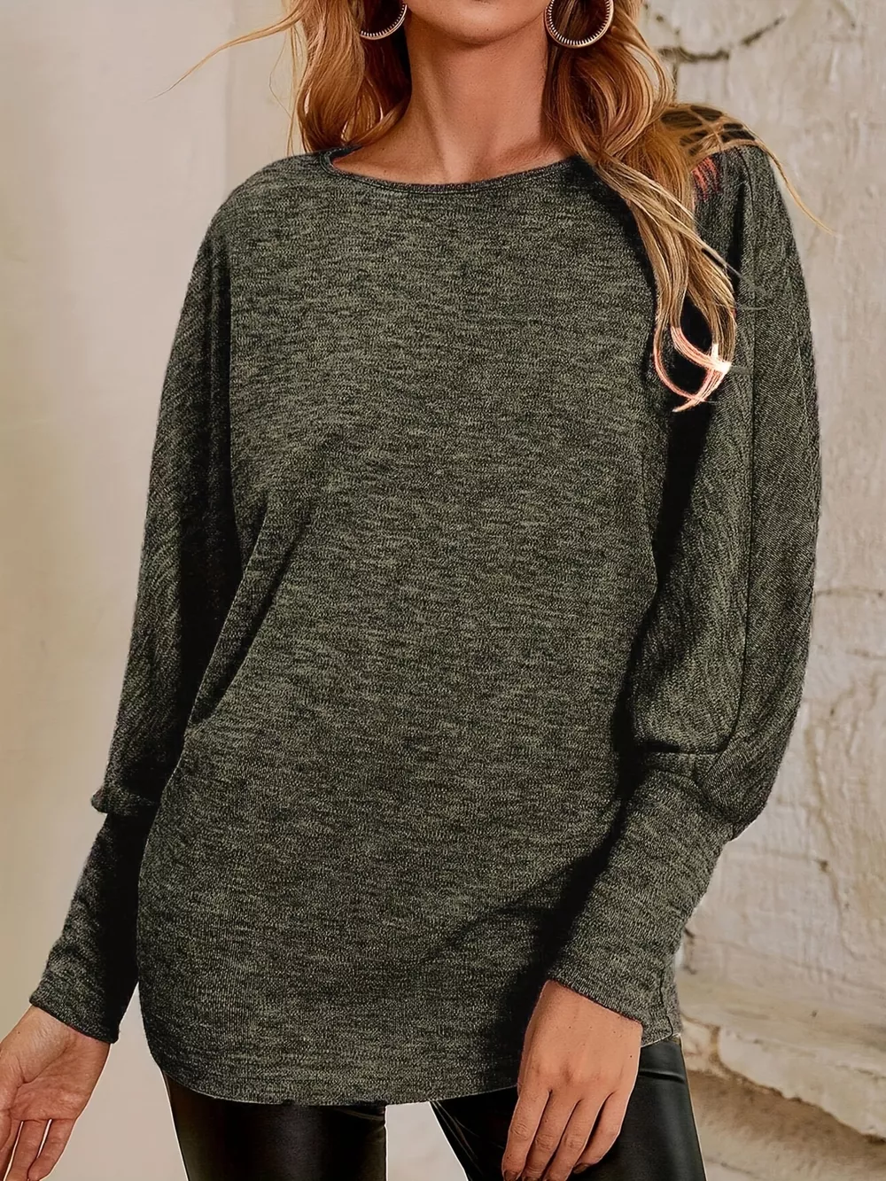 Round Neck Long Sleeve Relaxed Fit T-Shirt