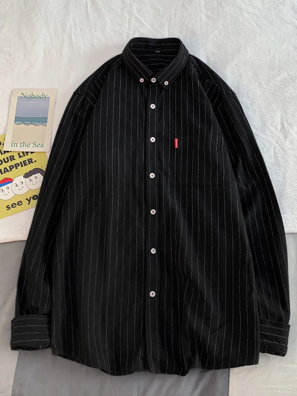 Men's Plus Size Casual Striped Long Sleeve Shirt