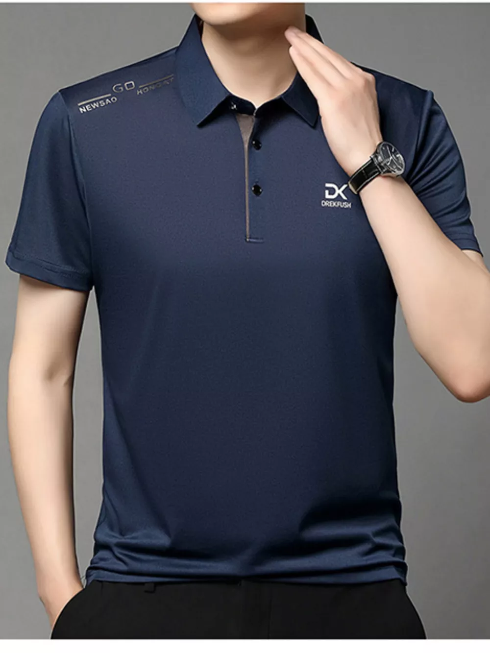 Men's Plus Size Button Detail Short Sleeve Polo, image 9