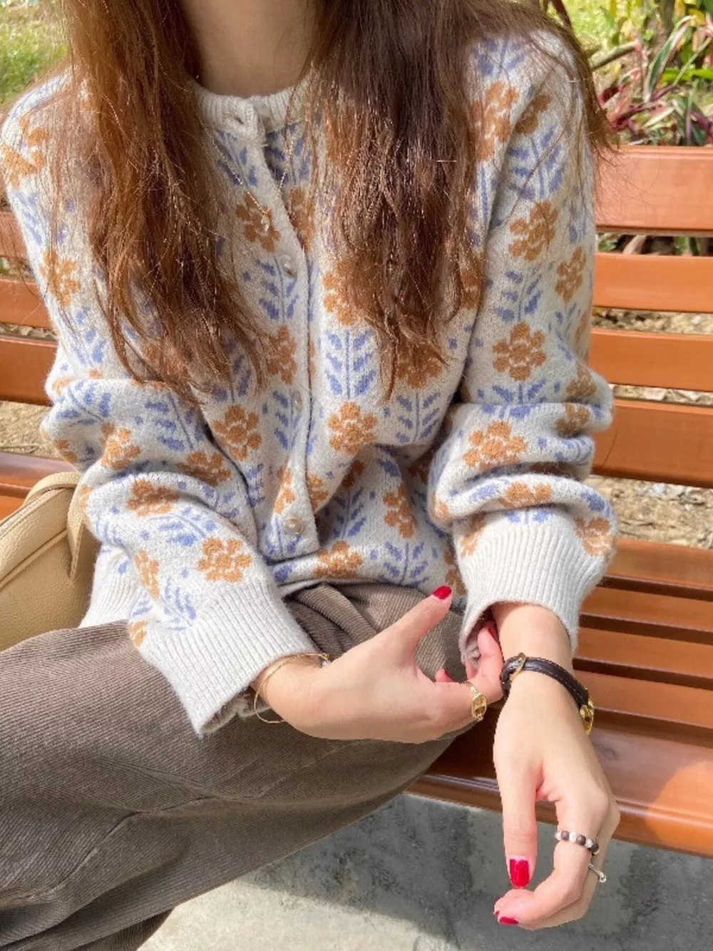 Floral Button Up Knit Cardigan, image 5