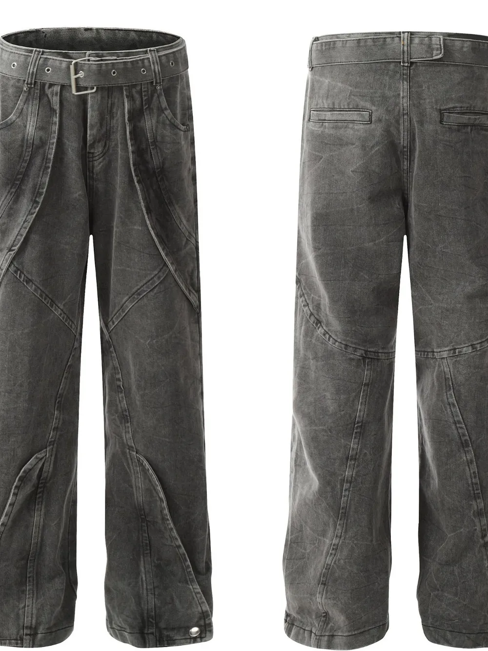 Men's Washed Wide-Leg Baggy Jeans, image 4