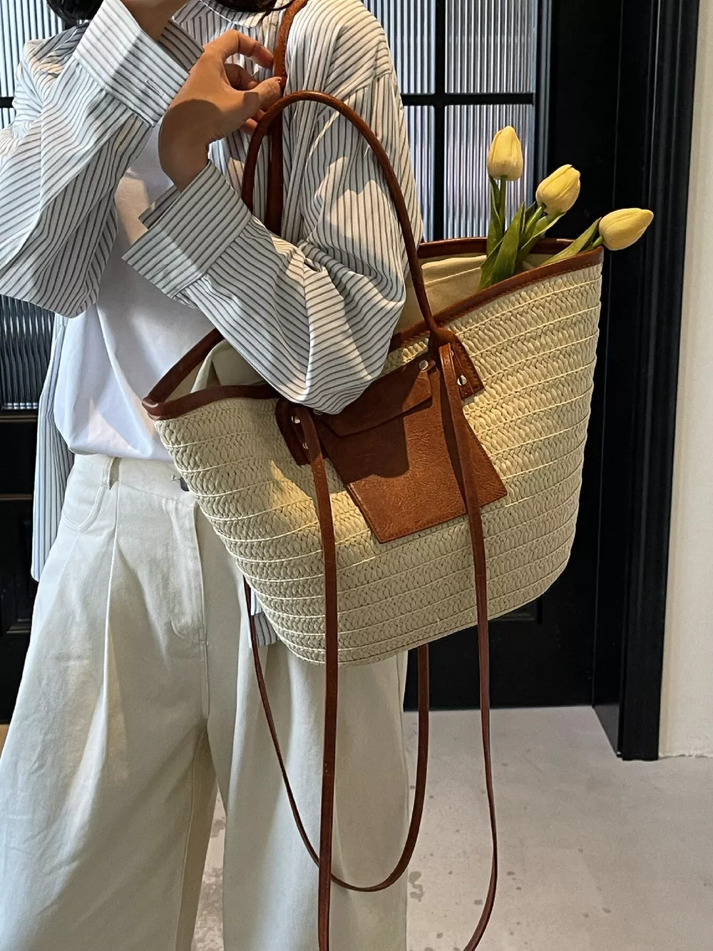 Woven Straw Tote Bag, image 10