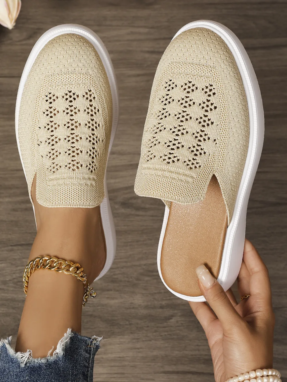 Mesh Round Toe Platform Slip-Ons, image 4