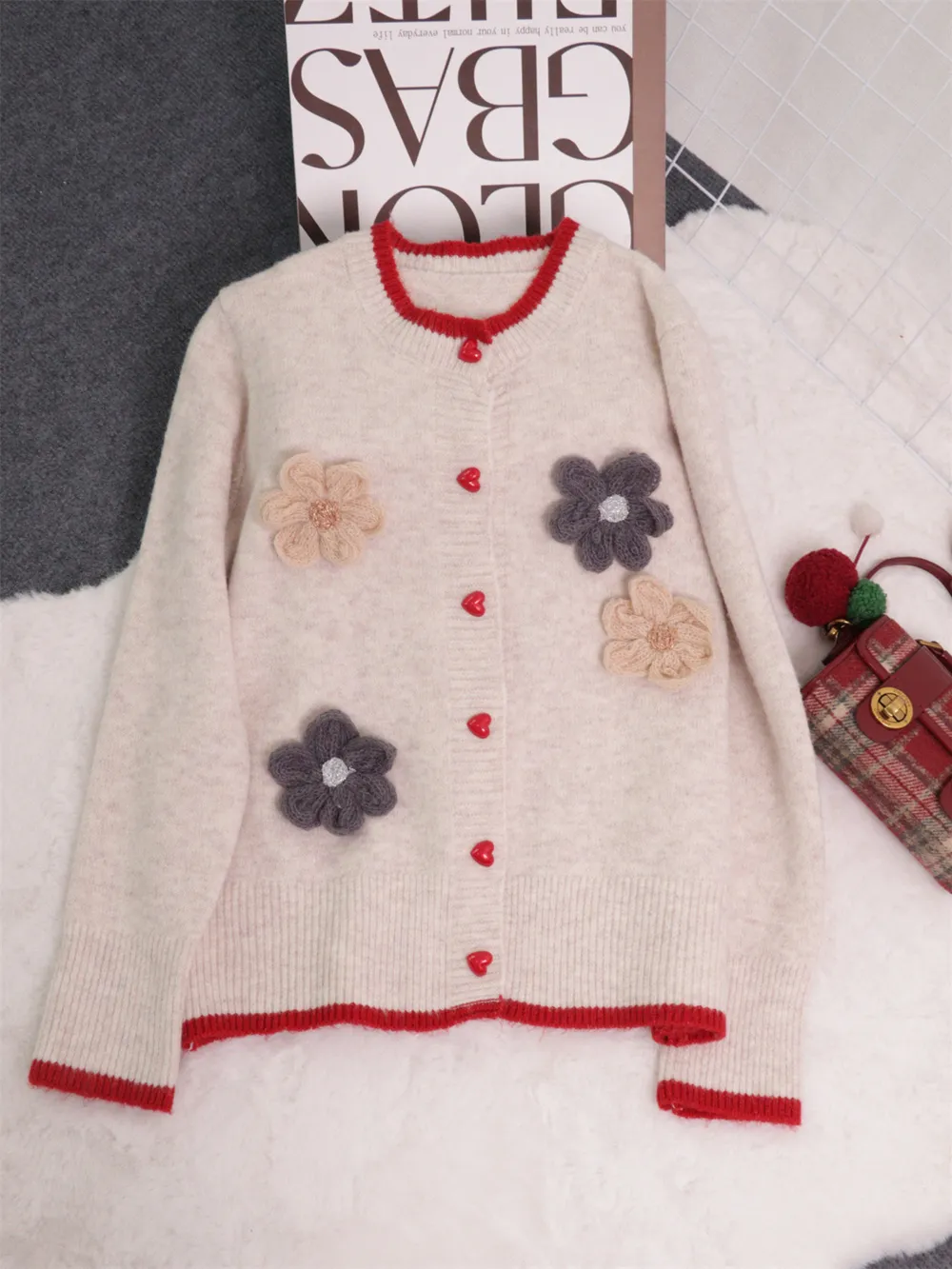 Flower Button Up Long Sleeve Cardigan, image 12