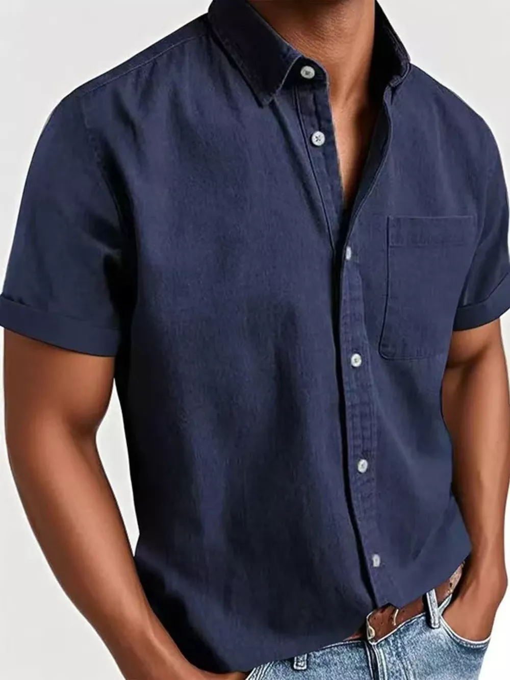 Men's Full Size Casual Short Sleeve Shirt Plus Size, image 5