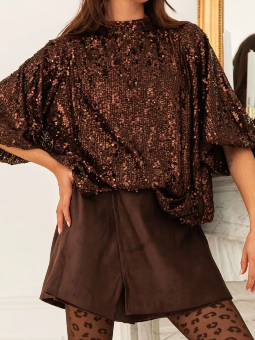 Sequin Embellished Tie-Back Blouse, image 11