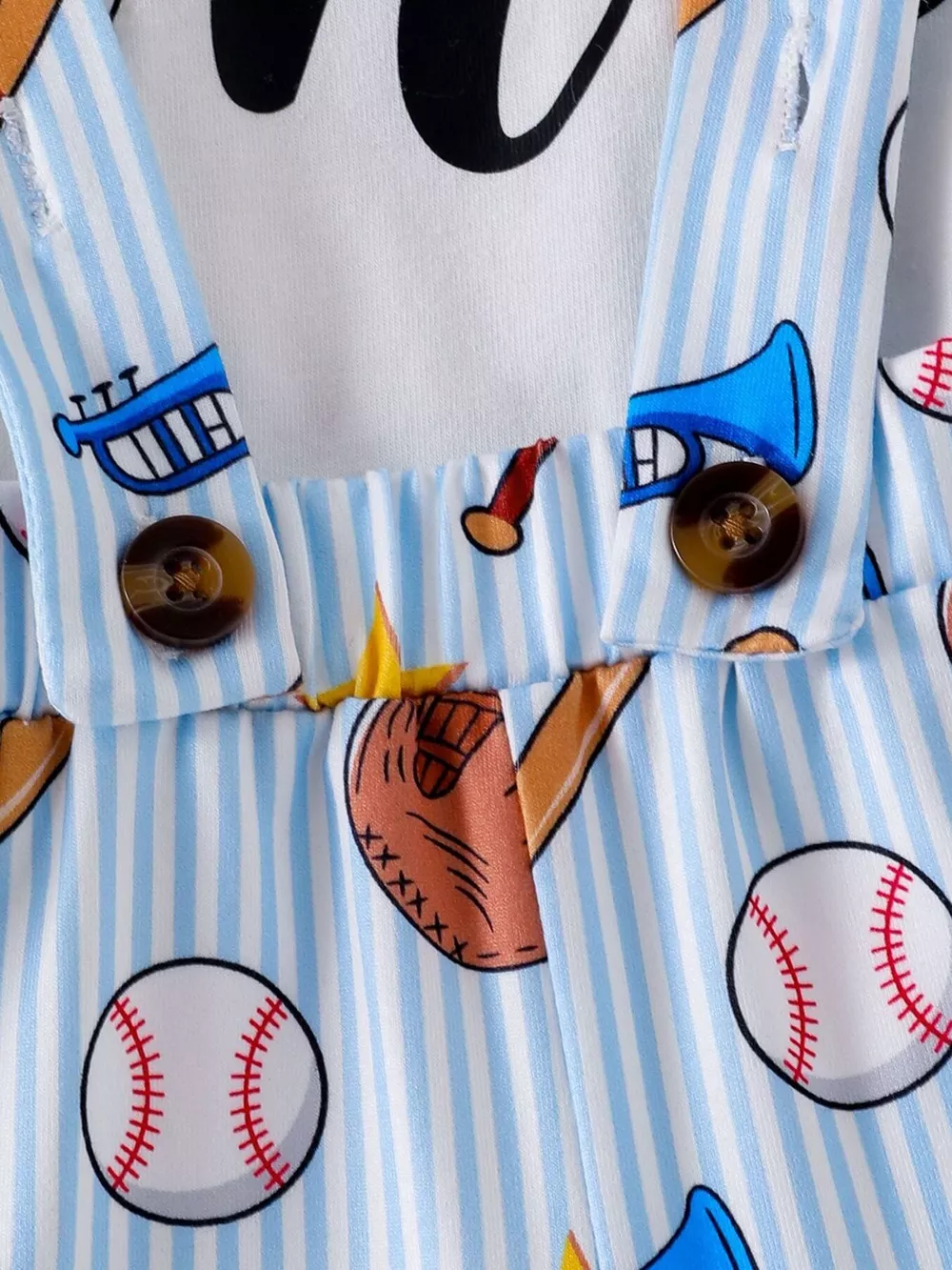 Children's Baseball Themed Bodysuit and Suspender Set, image 3
