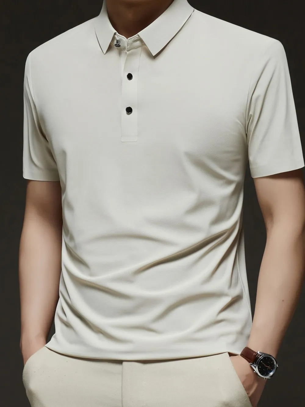 Men's Plus Size Button Detail Short Sleeve Polo, image 6