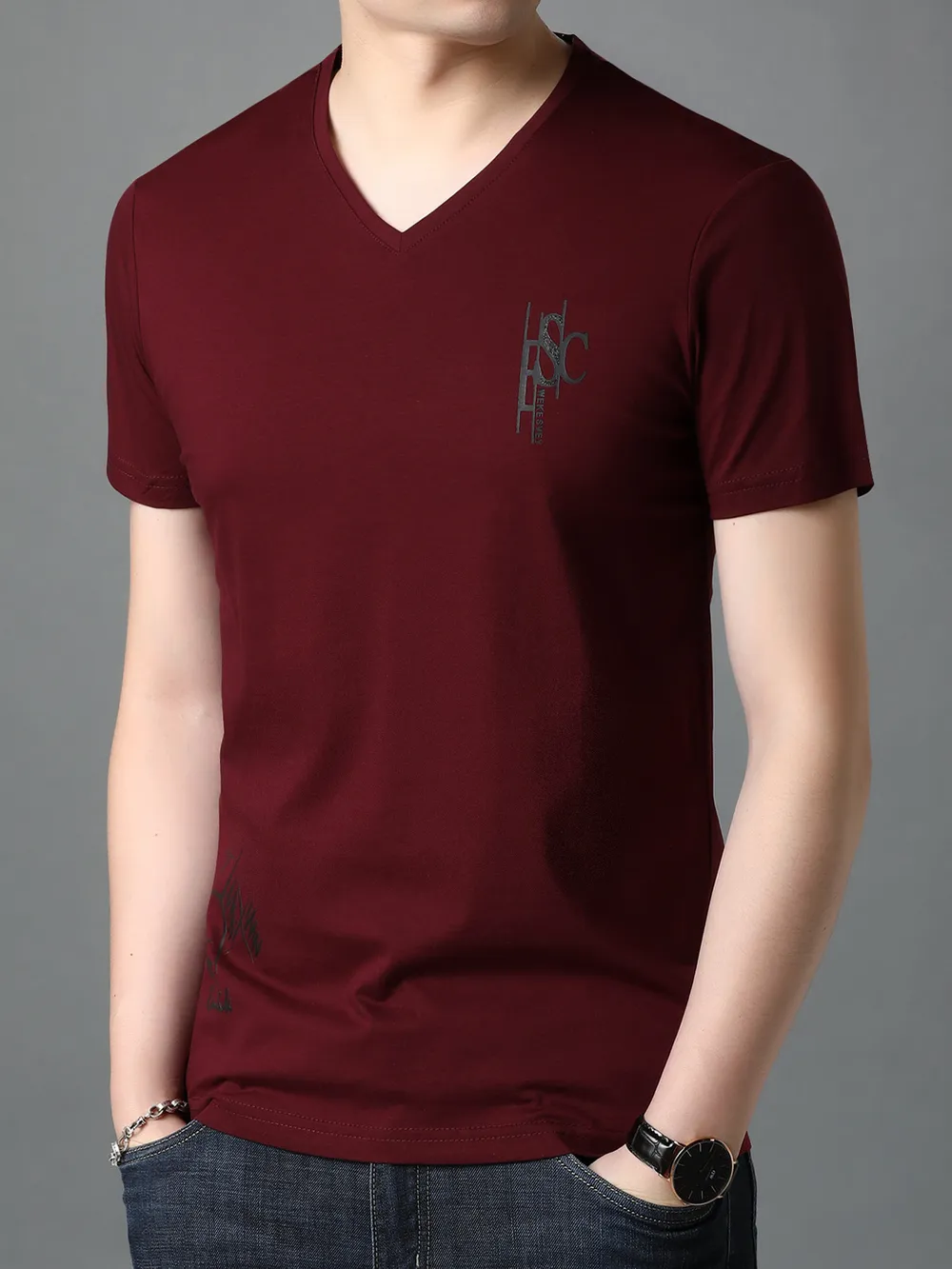 Men's Full Size V-Neck Short Sleeve T-Shirt Plus Size, image 8