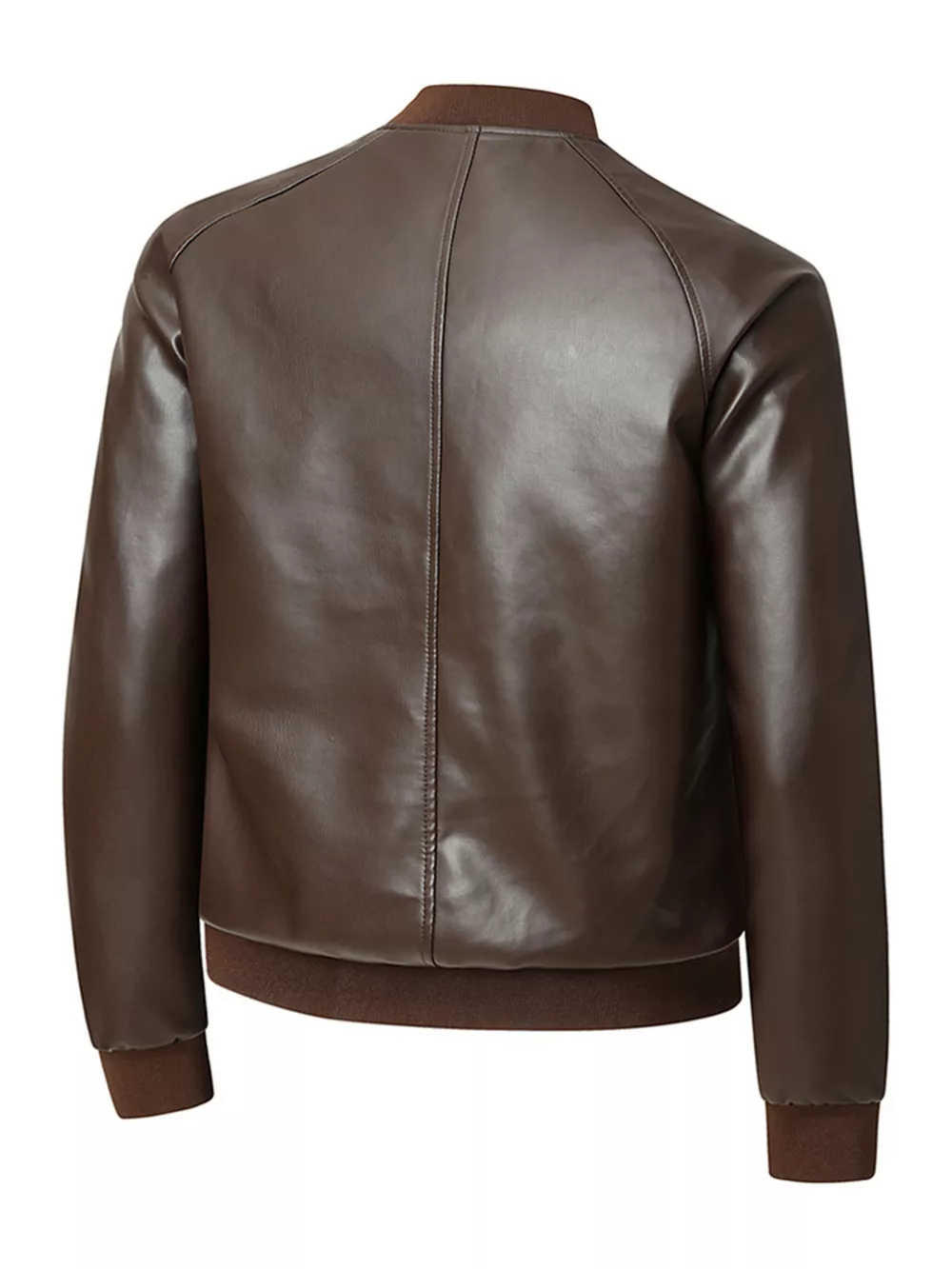Men's Plus Size Zip Up Casual Leather Jacket, image 4
