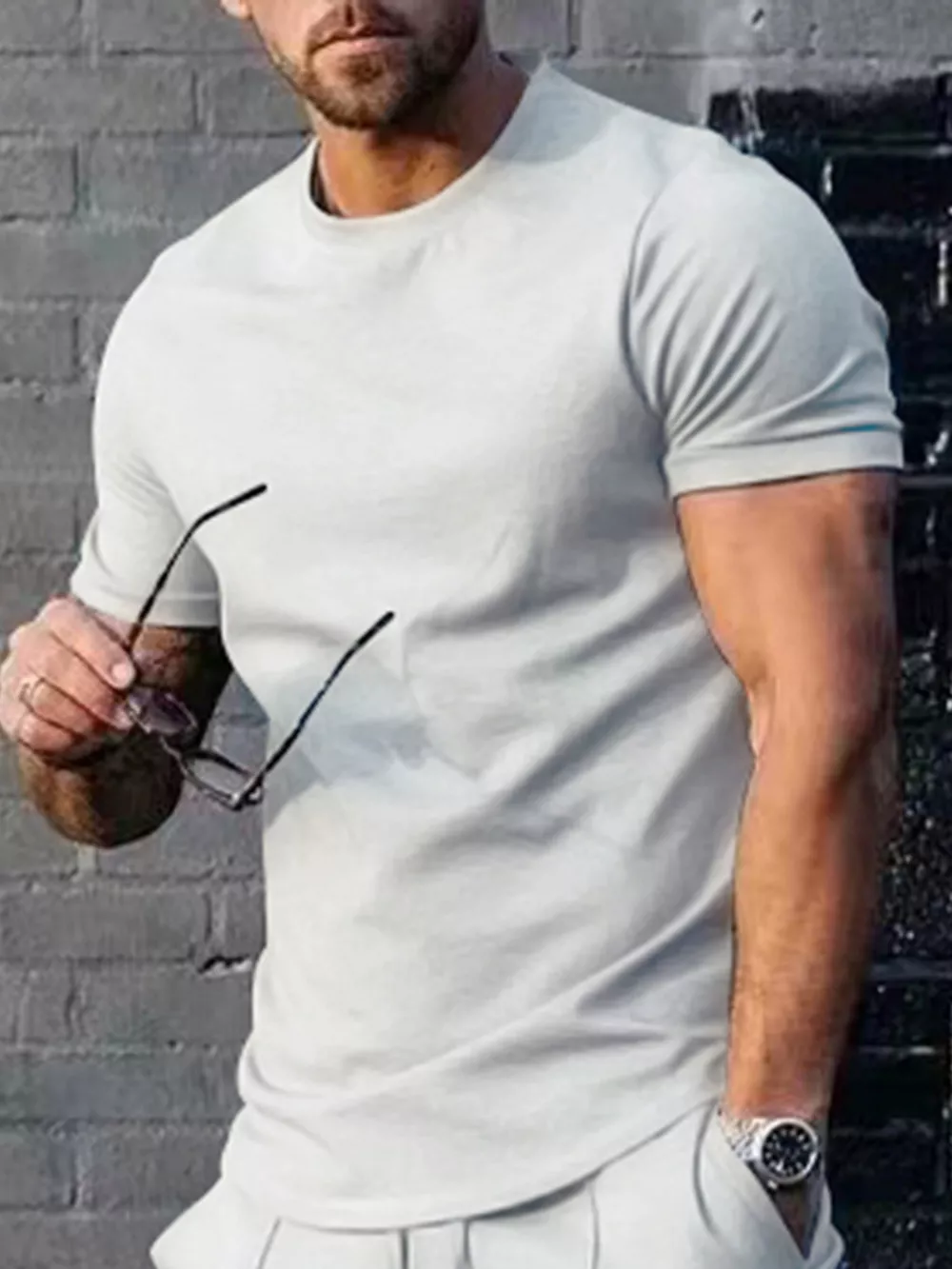 Men's Plus Size Solid Color Casual T-Shirt, image 8