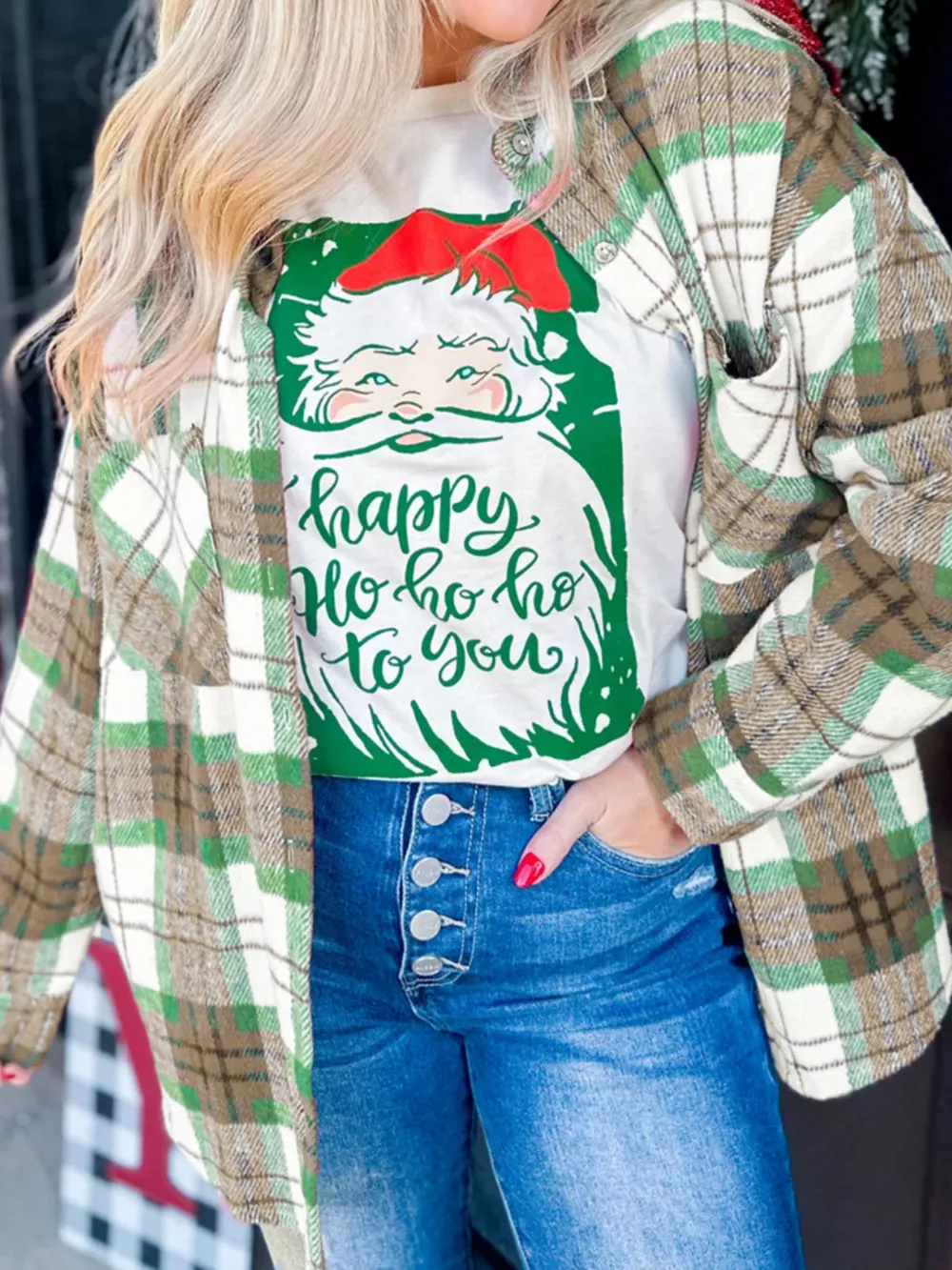 Plaid Button-Down Long Sleeve Shacket, image 8