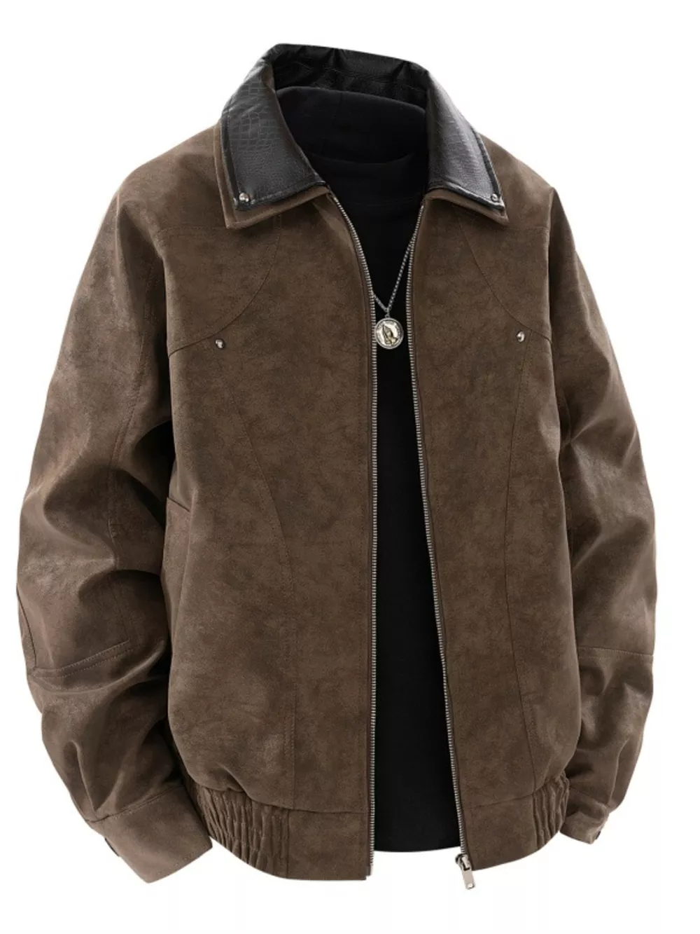 Men's Plus Size Vintage Style Zip Up Bomber Jacket, image 6