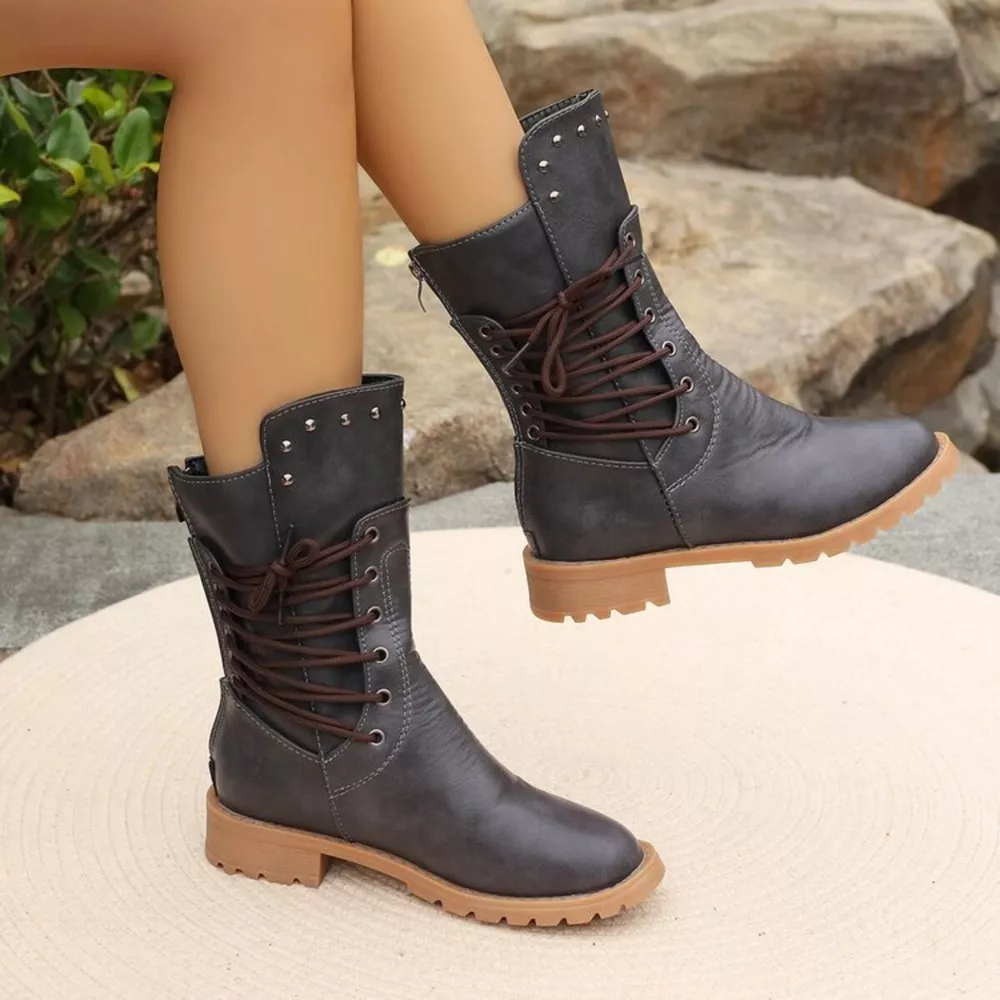 Studded Lace-Up Boots, image 12