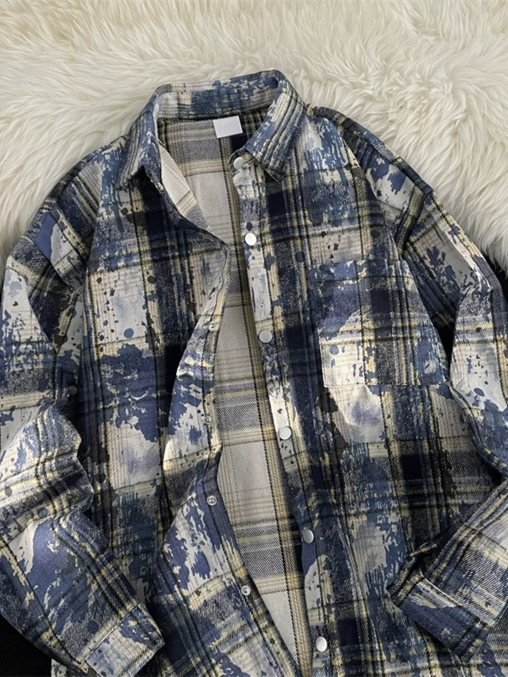 Men's Plus Size Plaid Button Up Casual Shacket, image 4