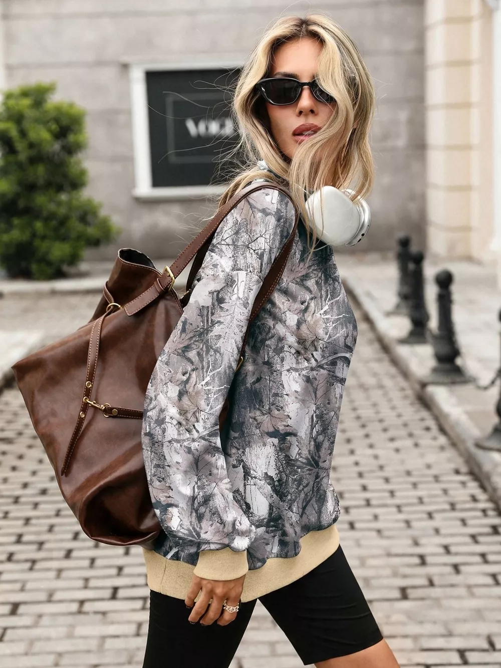 Camouflage Print Mock Neck Sweatshirt, image 20
