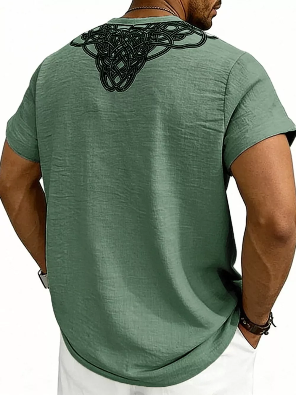 Men's Full Size Notched Printed Short Sleeve Blouse Plus Size, image 9