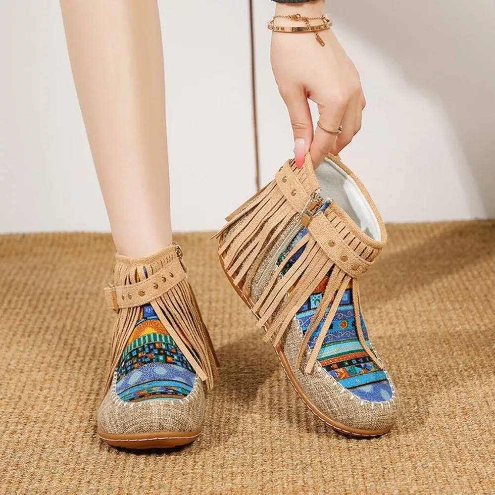 Fringe Side Zipper Ankle Boots, image 9