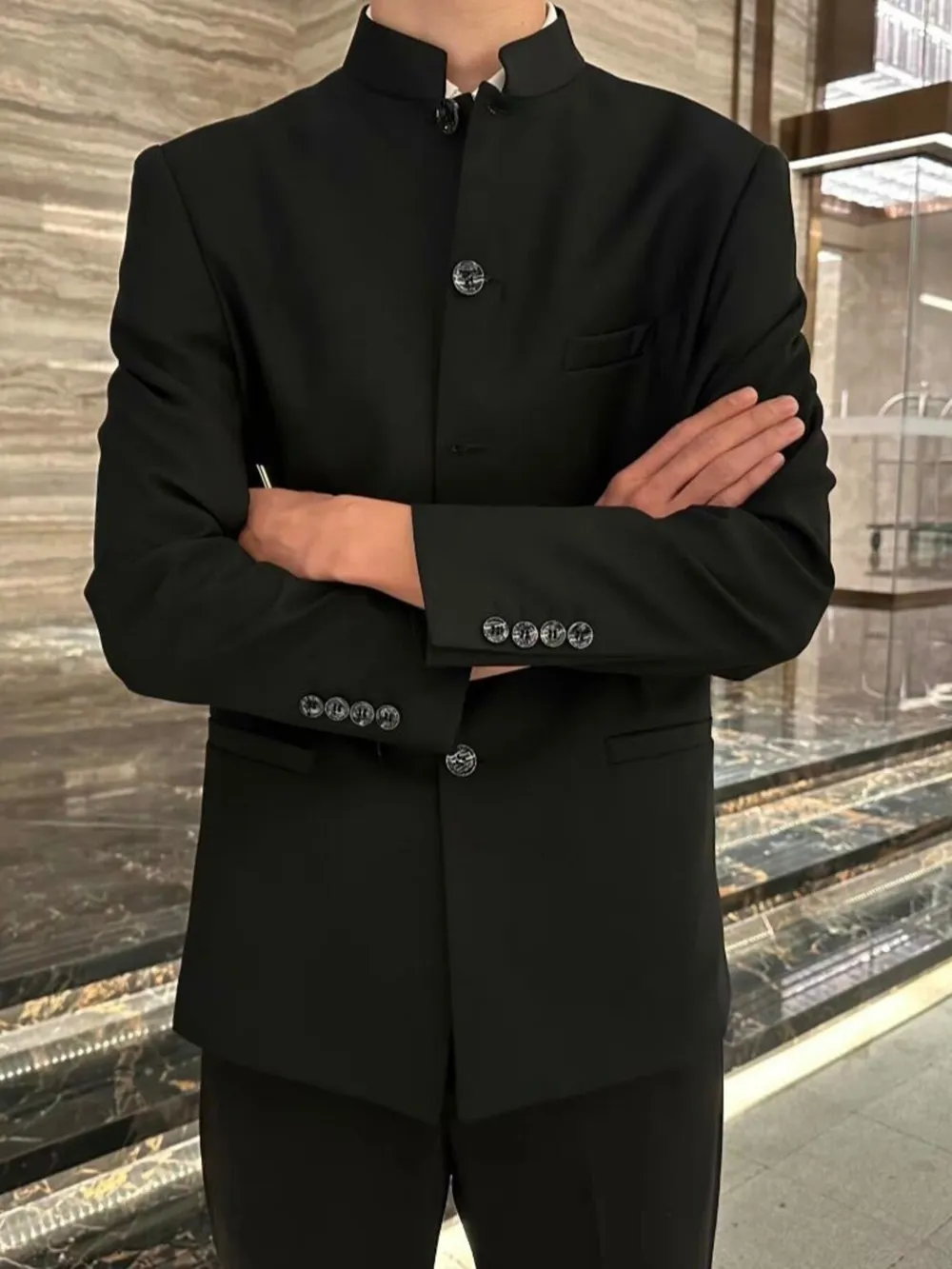 Men's Plus Size Button Up Long Sleeve Jacket, image 3