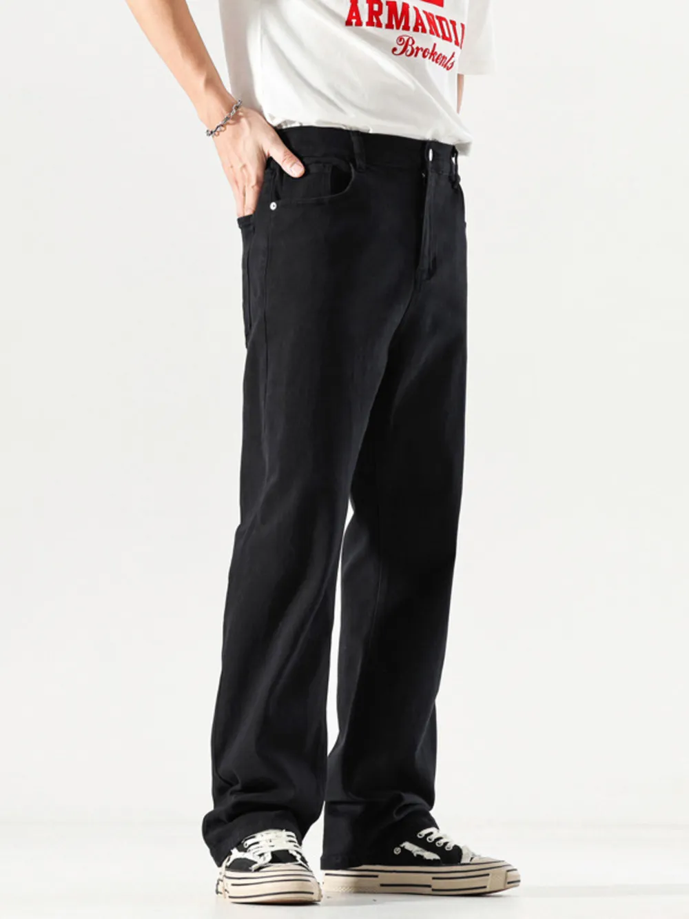 Men's Full Size Wide Leg Jeans with Pockets Plus Size