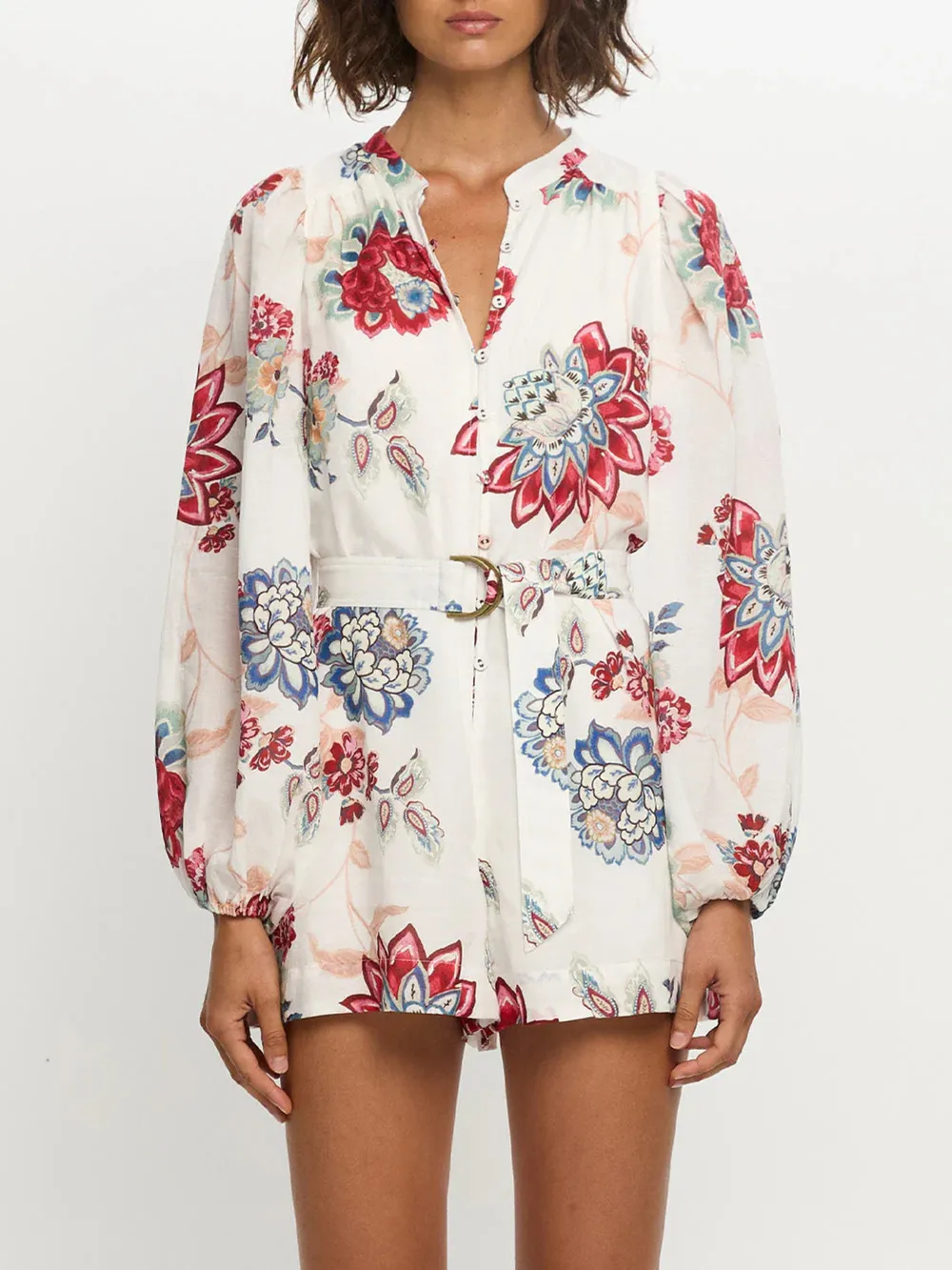 Floral Print Long Sleeve Romper, image 2