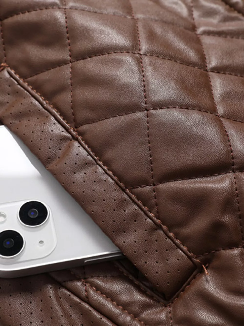 Men's Plus Size Quilted Faux Leather Bomber Jacket, image 10