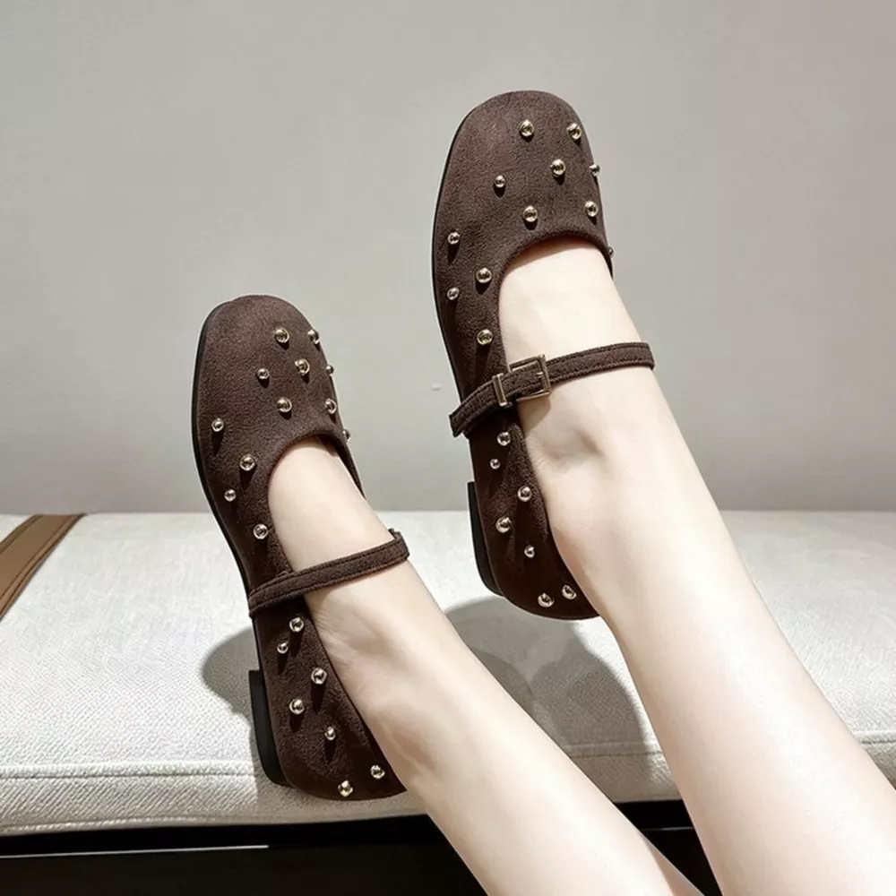 Studded Square Toe Slip-Ons, image 5
