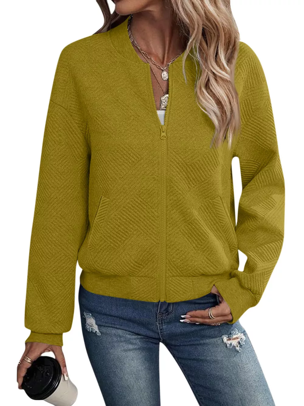 Textured Knit Zip-Up Jacket, image 24