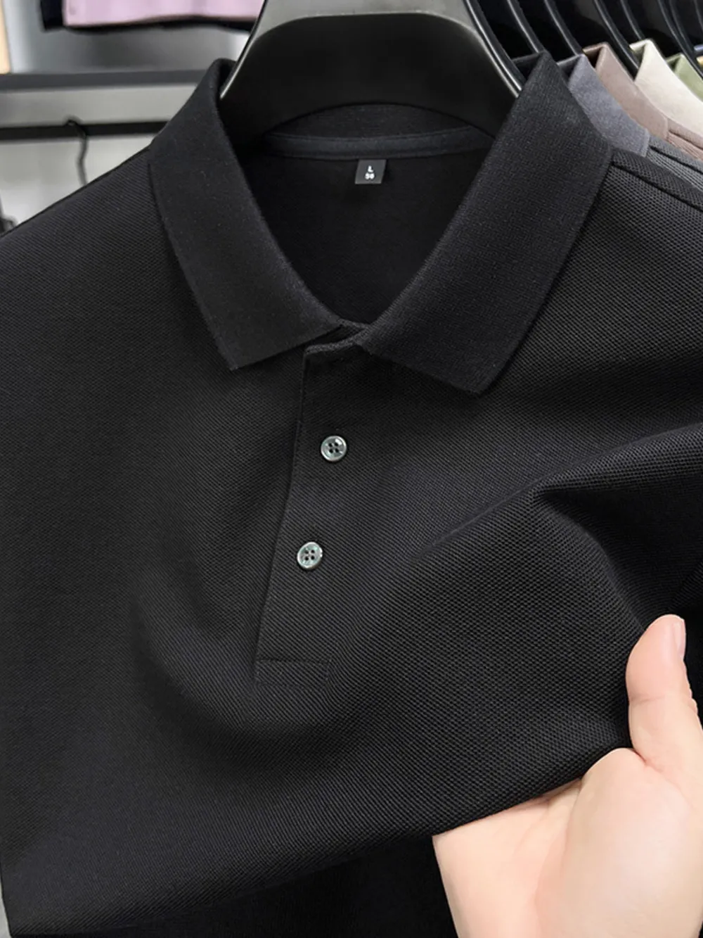 Men's Full Size Button Detail Short Sleeve Polo Plus Size