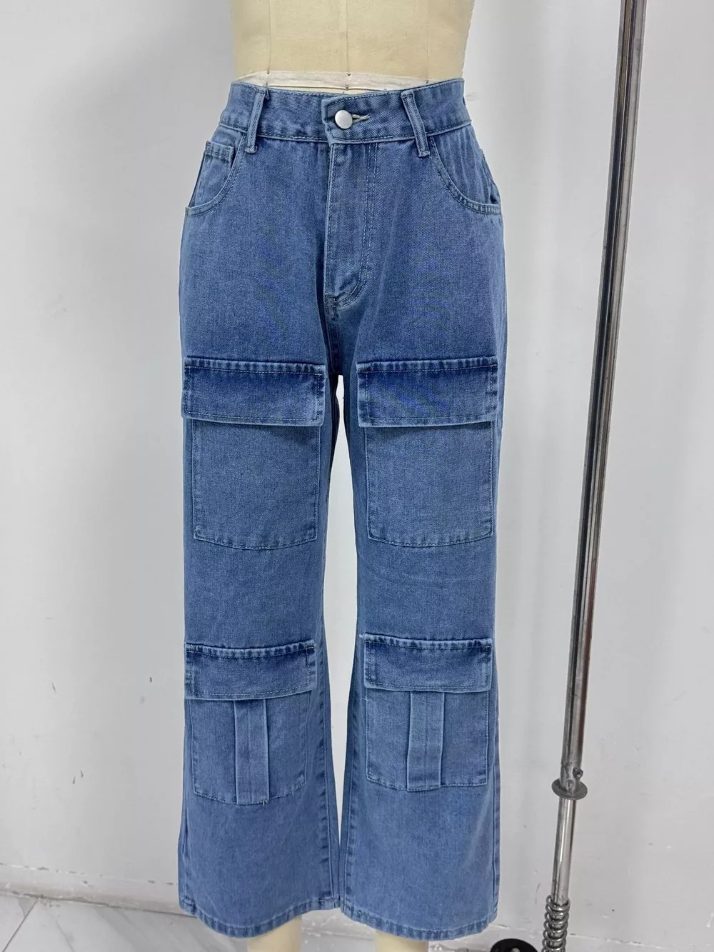 High-Waisted Wide-Leg Cargo Jeans, image 7