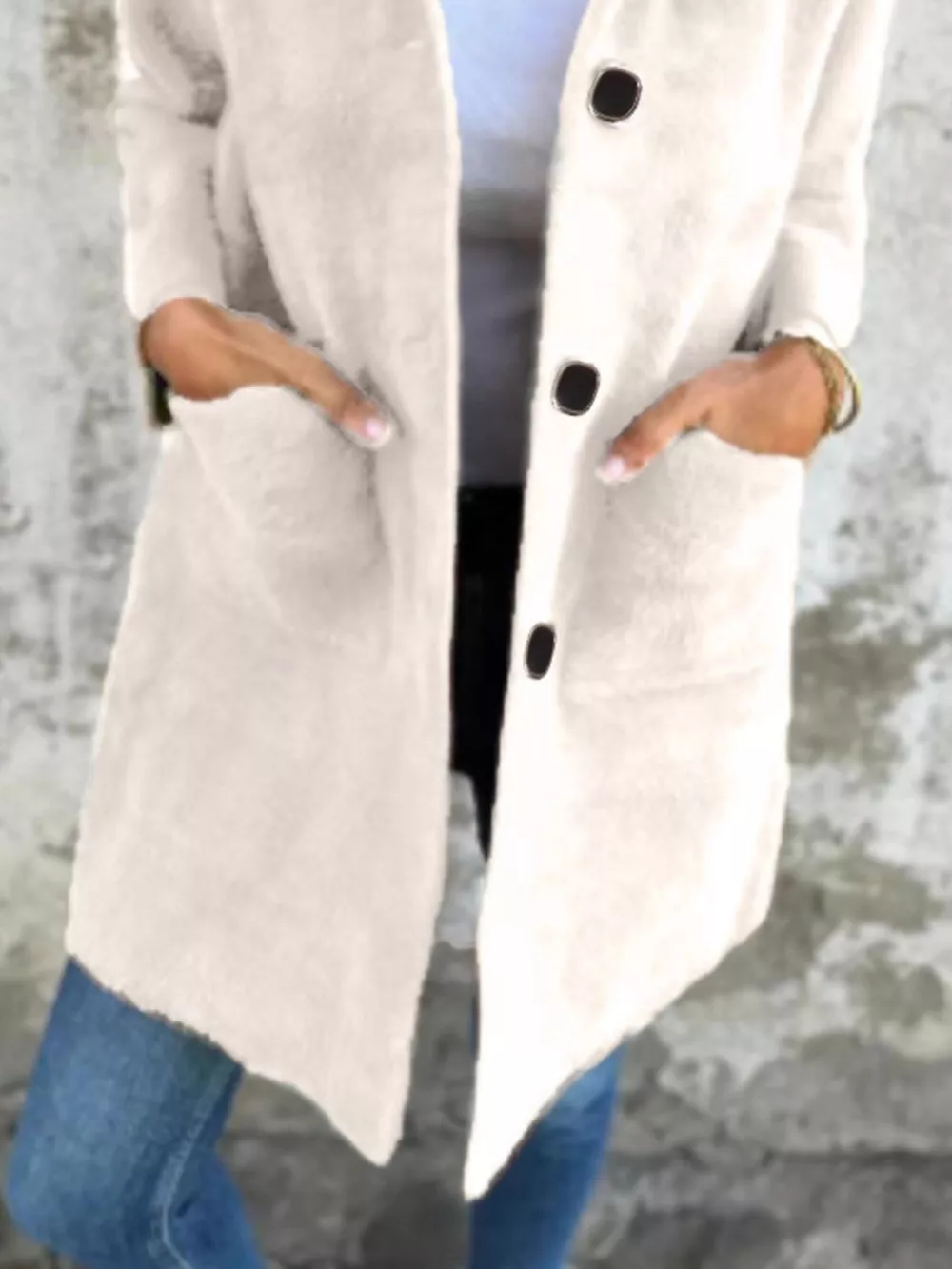 Full Size Button-Down Long Sleeve Longline Coat Plus Size, image 9