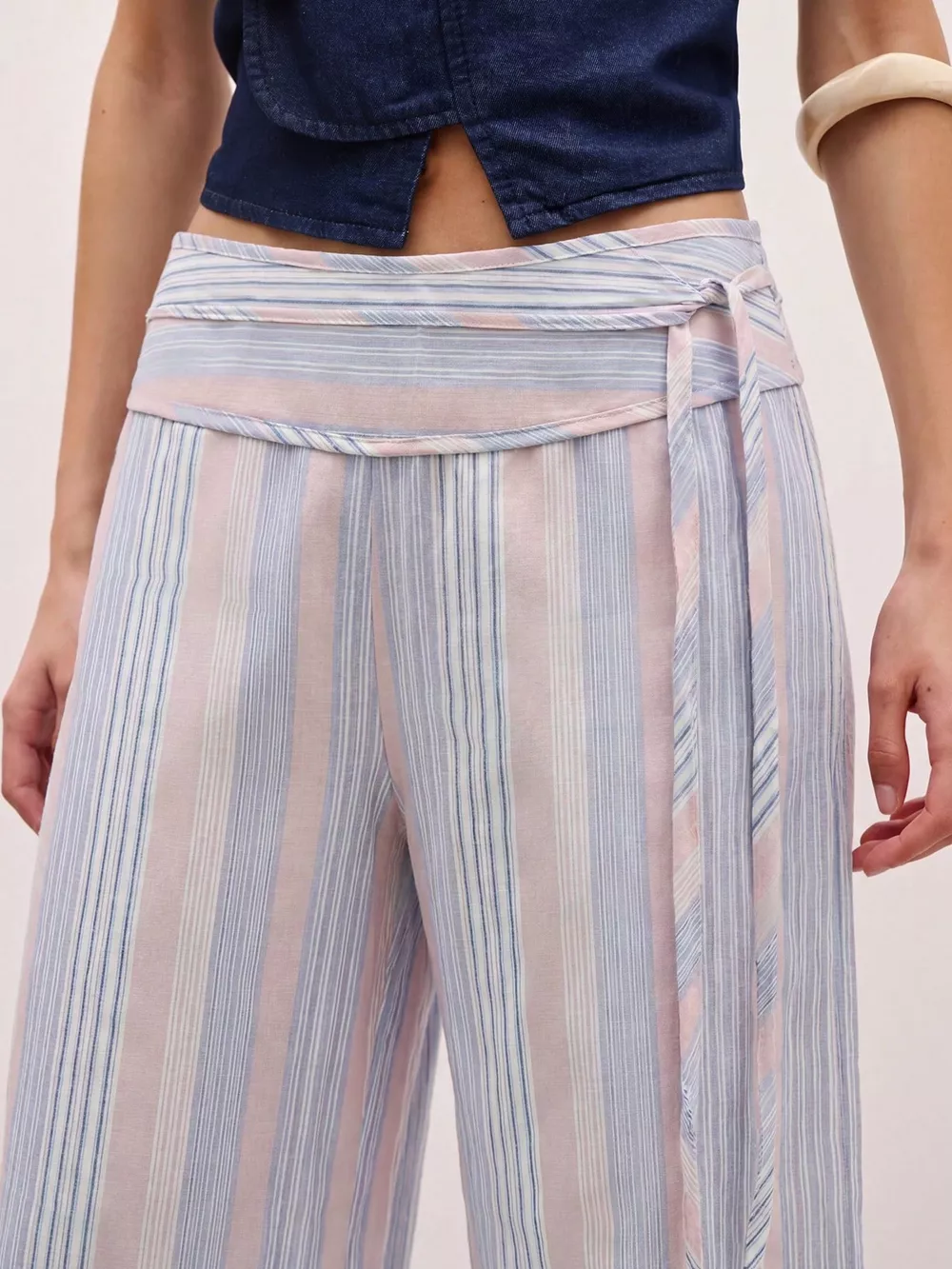 Striped Wide-Leg Pants with Tie Waist, image 14