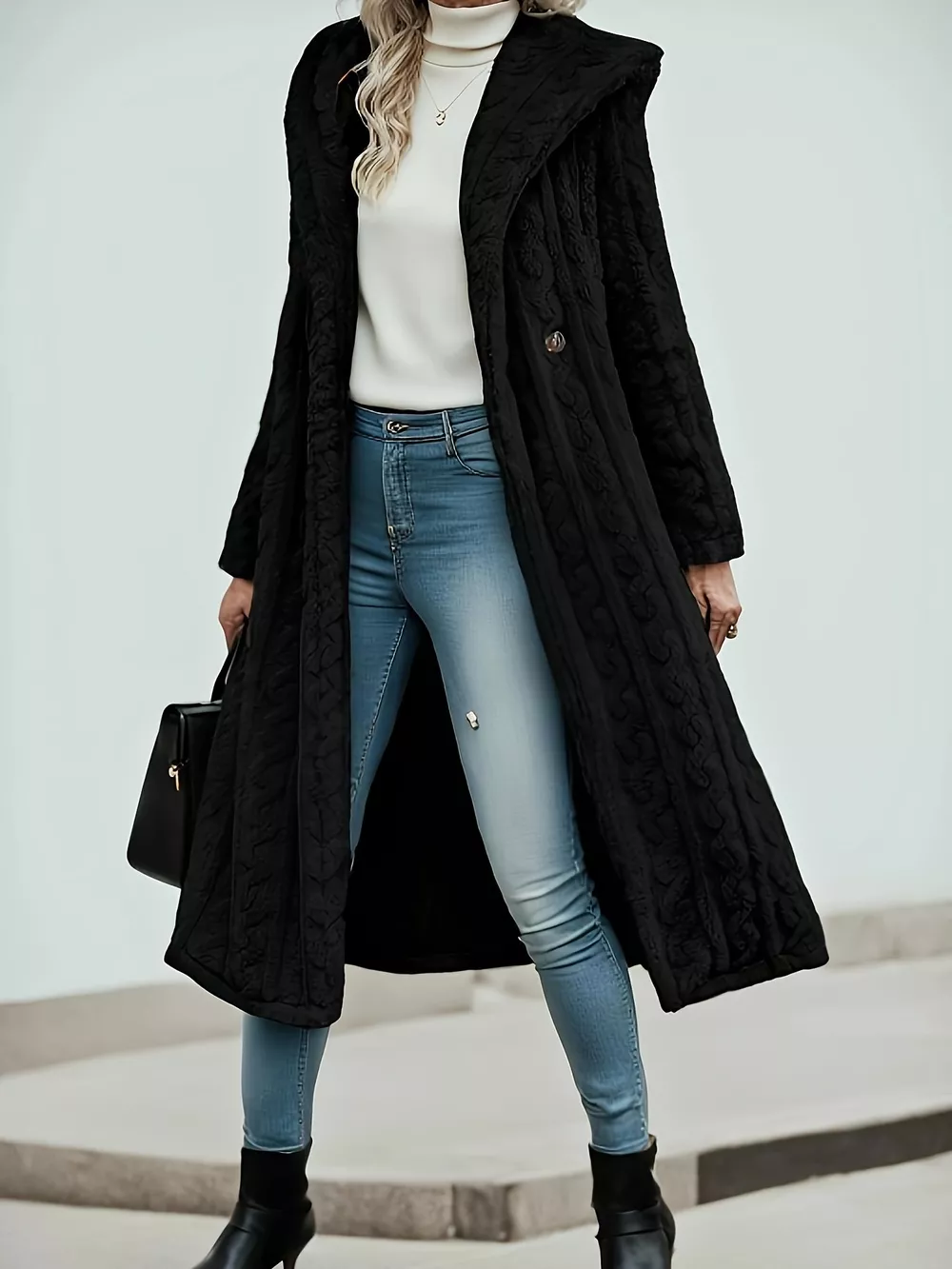 Cozy Hooded Button Up Longline Outerwear, image 7