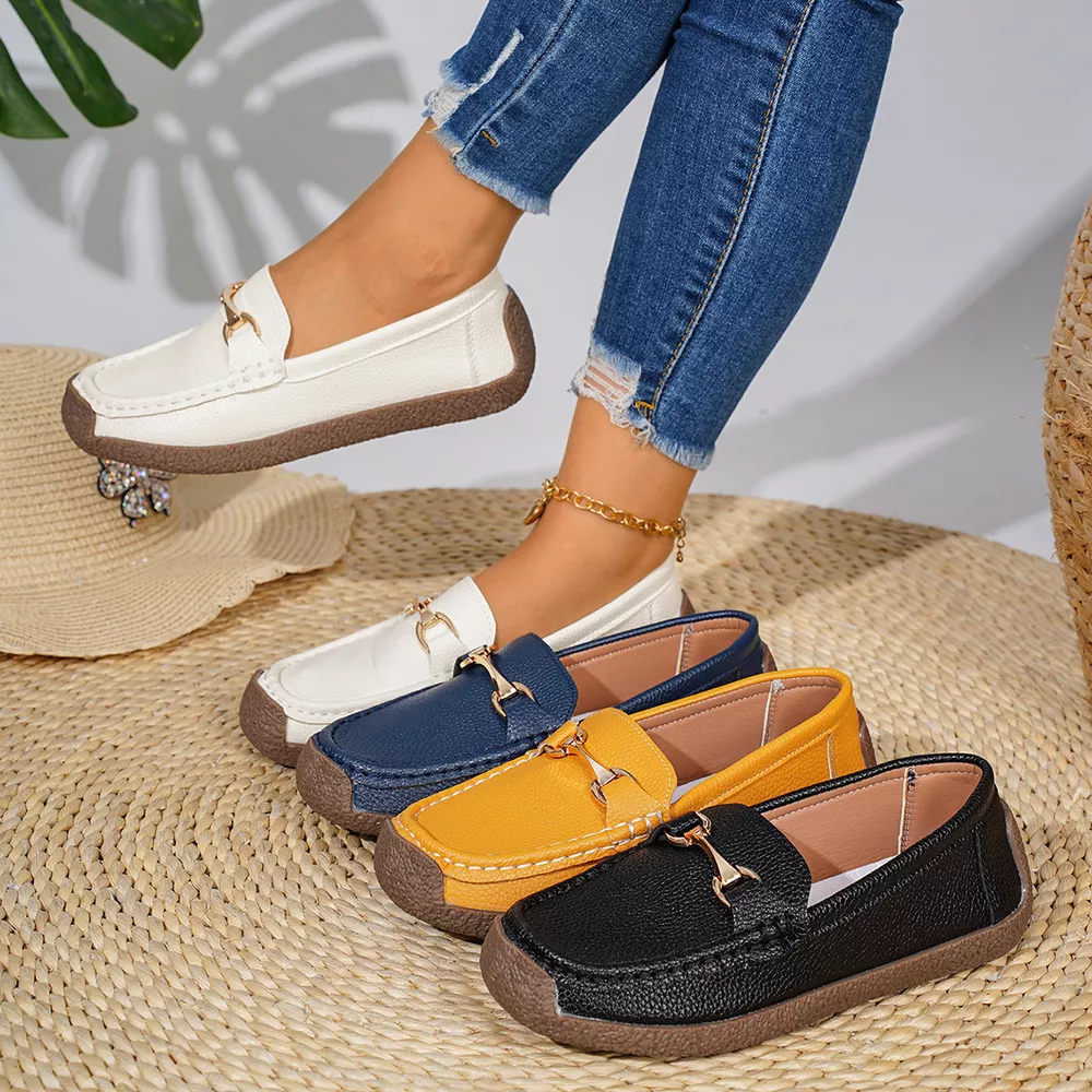 Classic Metal Bit Embellished Slip-On Loafers with Textured Non-Slip Sole, image 2