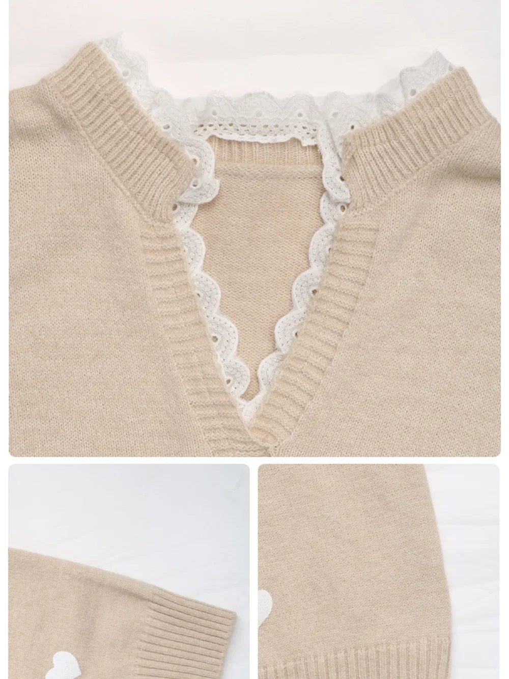 Heart V-Neck Long Sleeve Sweater, image 13
