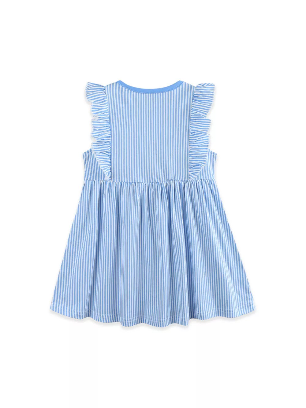 Children's Striped Bunny Embroidered Ruffle Sleeve Dress, image 5