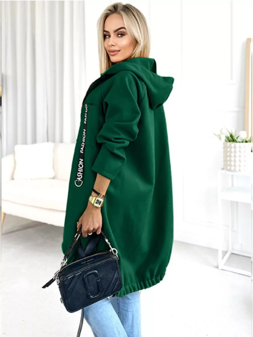 Full Size Zip Up Longline Hooded Outerwear Plus Size, image 9