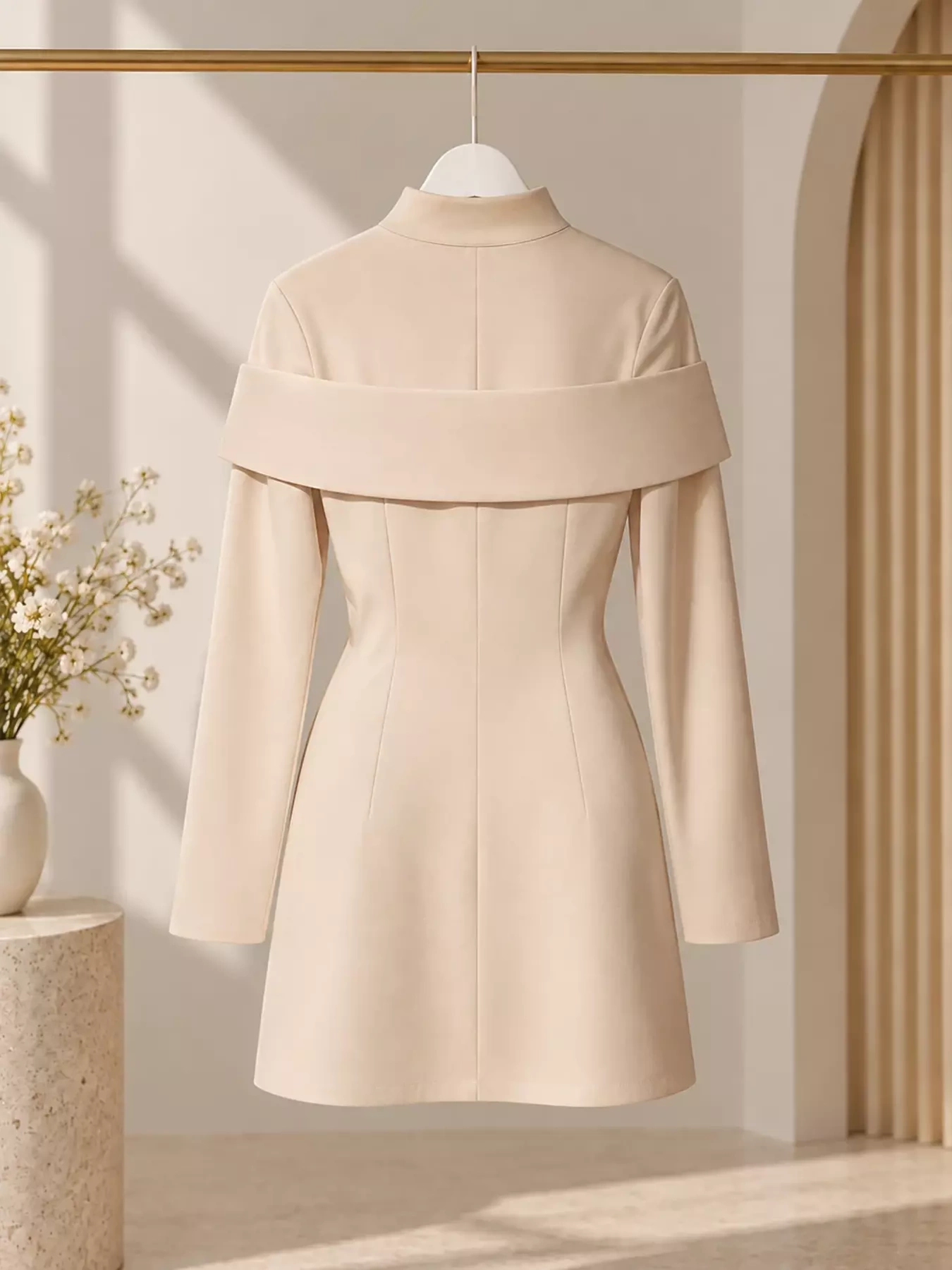 Mock Neck Button Front Mini Dress, image 2