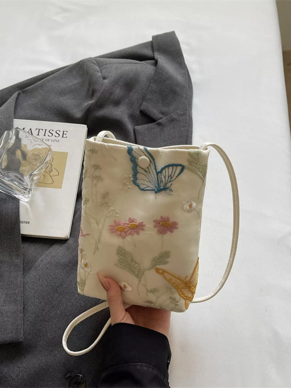Embroidered Lightweight Crossbody Bag