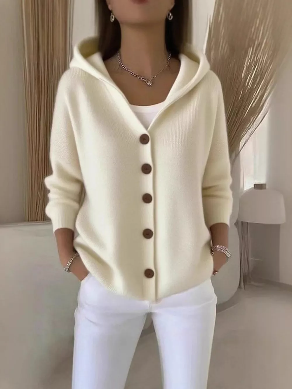 Full Size Button Up Long Sleeve Cardigan Plus Size, image 2