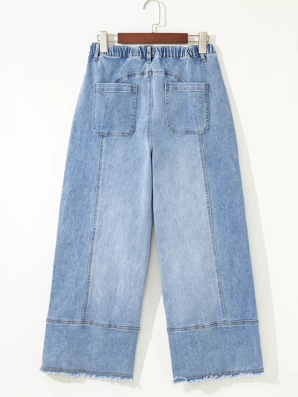 Wide Leg Drawstring Raw Hem Jeans, image 17