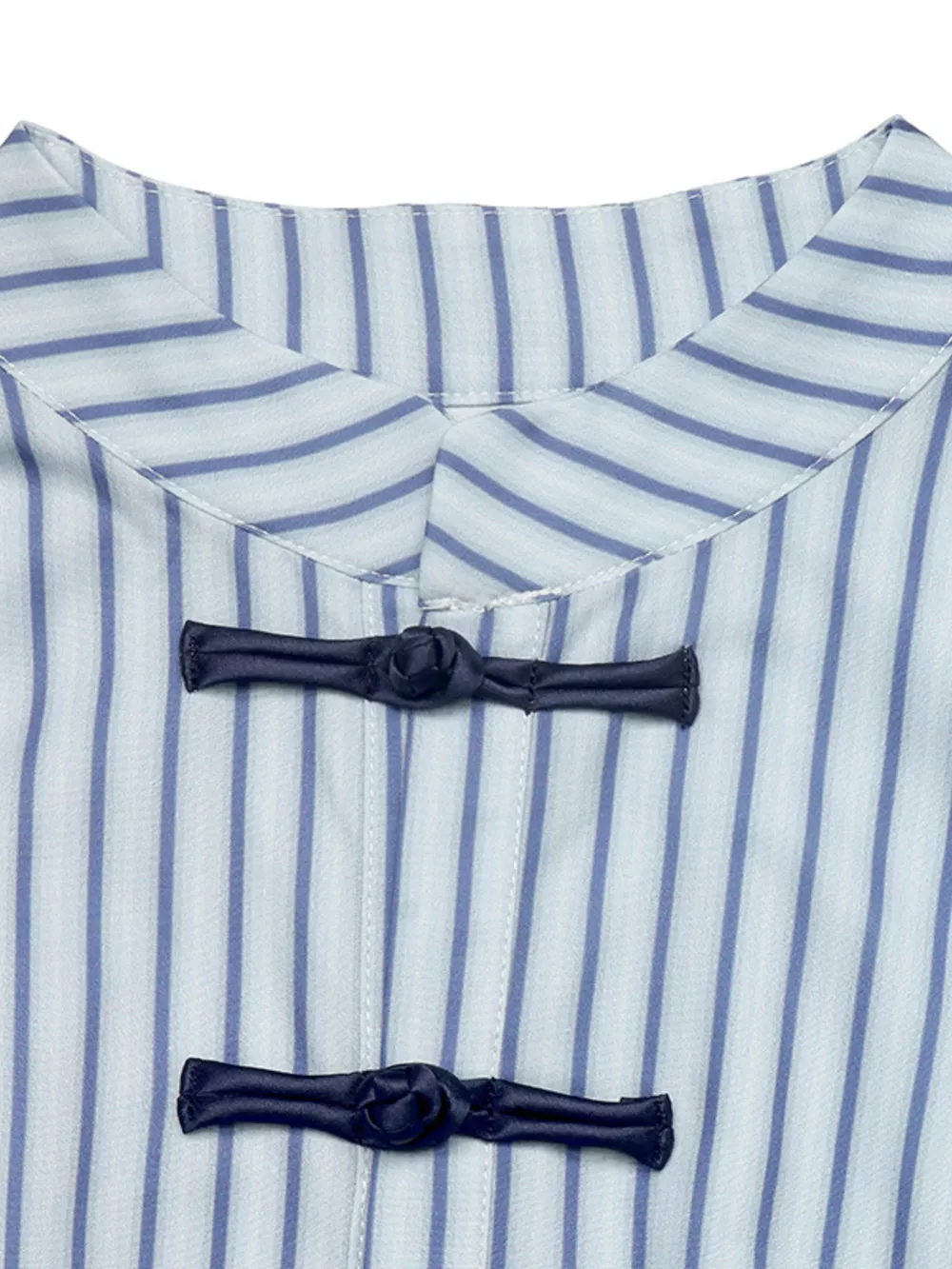 Striped Mandarin Knot Buttons Peplum Hem Shirt, image 8