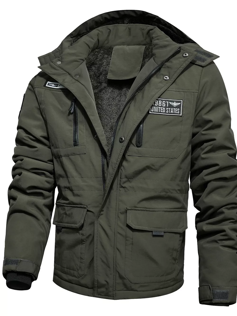 Men's Plus Size Winter Warm Hooded Padded Coat, image 3